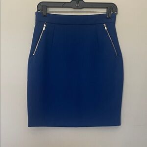 H&M Navy Pencil Skirt with Silver Zippers